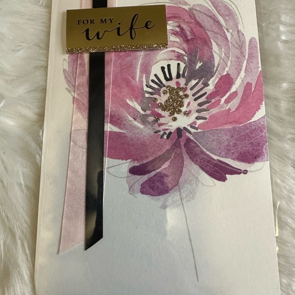 🩵5/$8 Floral Greeting Card with Pink and Purple Design